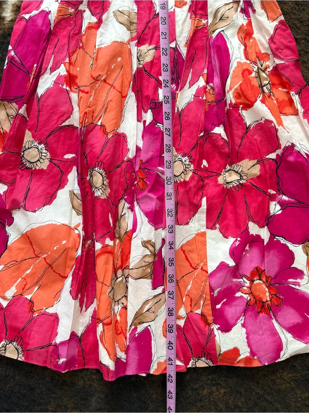 Kasper Floral Halter Dress in Fuchsia and Orange 100% Cotton - Picture 9 of 9